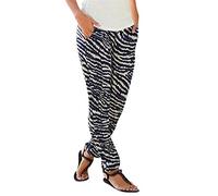 PAIDAXING Women's Hippie Thai Trousers Boho Vintage Patterned Smocked Waist with Pockets Lightweight Stretchy Bohemian Baggy Yoga Pants Ladies Casual Summer Harem Pants