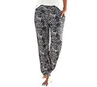 PAIDAXING Women's Hippie Thai Trousers Boho Vintage Patterned Smocked Waist with Pockets Lightweight Stretchy Bohemian Baggy Yoga Pants Ladies Casual Summer Harem Pants