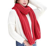 PAIDAXING Women's Knitted Scarfs Unisex Chunky Cable Knit Thicken Long Scarve Large Soft Wraps Shawl Men's Casual Solid Winter Warm Knitting Scarf Neckerchief Couple's Scarves Valentine's Day Gifts