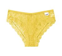 PAIDAXING Womens Lace Knickers with Cotton Crotch Sexy Hollow Out Bikini Underwear Breathable Ultra Thin See Through Lingerie Casual Solid Color Lace Panties Yellow