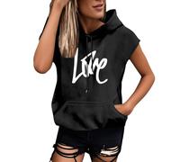 PAIDAXING Women's Oversized Hooded Vest Sleeveless - Long Loose Pure Colour Pocketed Tank Top, Plus Size Casual Streetwear, Lightweight Summer Cover Up