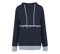 PAIDAXING Women's Pet Pouch Hoodies Long Sleeve Kangaroo Hoodies Cat Puppy Holder Hooded Sweatshirt Pullover oversized t shirts with Big Pocket for Small Animals