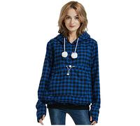 PAIDAXING Women's Pet Pouch Hoodies Long Sleeve Kangaroo Hoodies Cat Puppy Holder Hooded Sweatshirt Pullover oversized t shirts with Big Pocket for Small Animals