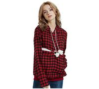 PAIDAXING Women's Pet Pouch Hoodies Long Sleeve Kangaroo Hoodies Cat Puppy Holder Hooded Sweatshirt Pullover oversized t shirts with Big Pocket for Small Animals