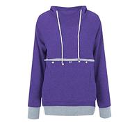 PAIDAXING Women's Pet Pouch Hoodies Long Sleeve Kangaroo Hoodies Cat Puppy Holder Hooded Sweatshirt Pullover oversized t shirts with Big Pocket for Small Animals