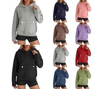 PAIDAXING Women's Pet Pouch Hoodies with Large Kangaroo Pocket Solid Color Long Sleeve Drawstring Sweatshirt Ladies Autumn Loose Fit Pullover Tops Cat Puppy Holder Hoody Lounge Wear Grey