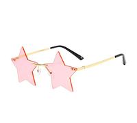 PAIDAXING Womens Star Shape Rimless Sunglasses Vintage Frameless Irregular Funny Sunglasses Street Shoot Retro Party Glasses for Women Men Festival Sunglasses