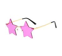 PAIDAXING Womens Star Shape Rimless Sunglasses Vintage Frameless Irregular Funny Sunglasses Street Shoot Retro Party Glasses for Women Men Festival Sunglasses