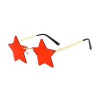 PAIDAXING Womens Star Shape Rimless Sunglasses Vintage Frameless Irregular Funny Sunglasses Street Shoot Retro Party Glasses for Women Men Festival Sunglasses