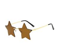 PAIDAXING Womens Star Shape Rimless Sunglasses Vintage Frameless Irregular Funny Sunglasses Street Shoot Retro Party Glasses for Women Men Festival Sunglasses