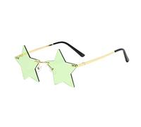 PAIDAXING Womens Star Shape Rimless Sunglasses Vintage Frameless Irregular Funny Sunglasses Street Shoot Retro Party Glasses for Women Men Festival Sunglasses
