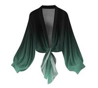 PAIDAXING Womens Summer Chiffon Kimono Tie Front Cardigans Long Sleeve Lightweight Sheer Shrug Tops Ladies Casual Open Front Swim Beach Cover Up Beachwear Blouse Wrap Shirts