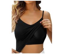 PAIDAXING Women's Vest Tops with Built in Bra UK Seamless Solid Color Slim Fit Padded Cami Vest Spaghetti Strap Shelf Bra Cotton Camisoles Undershirts Ladies Comfy Soft Stretchy Yoga Tank Tops