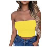 PAIDAXING Womens Vests Bandeau Plain Strapless Boob Tube Bra Tops Off Shoulder Elastic Fit Fashionable Ifor Layering Comfortable Ladies Summer Wear Clothes