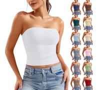 PAIDAXING Womens Vests Bandeau Plain Strapless Boob Tube Bra Tops Off Shoulder Elastic Fit Fashionable Ifor Layering Comfortable Ladies Summer Wear Clothes