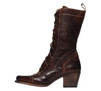 PAIDAXING Women's Victorian Mid Calf Leather Steampunk Gothic Boots with Lace Up Comfortable Square Block Heel Retro 1950s Ankle Boots for Women Casual Autumn Winter Fashion Footwear