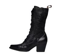 PAIDAXING Women's Victorian Mid Calf Leather Steampunk Gothic Boots with Lace Up Comfortable Square Block Heel Retro 1950s Ankle Boots for Women Casual Autumn Winter Fashion Footwear