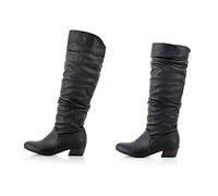PAIDAXING Womens Winter Knee High Boots High Tube Low Heel Riding Boots Ladies Military Combat Boots Shoes UK Size 4-8
