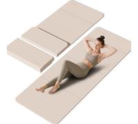 PAIDU Foldable Yoga mat -10mm thick, POE material, portable multi-functional folding mat - comfortable and durable, easy to carry, suitable for outdoor travel, Family and Yoga Fitness (Milk coffee)