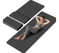 PAIDU Foldable Yoga mat -10mm thick, POE material, portable multi-functional folding mat - comfortable and durable, easy to carry, suitable for outdoor travel, Family and Yoga Fitness (Black)