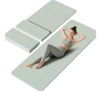 PAIDU Foldable Yoga mat -10mm thick, POE material, portable multi-functional folding mat - comfortable and durable, easy to carry, suitable for outdoor travel, Family and Yoga Fitness (Green)