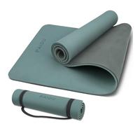 PAIDU Non-Slip Anti-Tear Extra Thick POE Yoga Mat - 178x61x1cm, All Ages, Carry Strap - Yoga, Pilates & Fitness (Deep green+Gray)