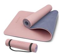 PAIDU Non-Slip Anti-Tear Extra Thick POE Yoga Mat - 183x61x10cm, All Ages, Carry Strap - Yoga, Pilates & Fitness (Deep Pink+Grey.)