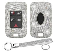 PaierPai Bling Diamond Key Fob Cover Compatible with Land Rover Range Rover Sport Evoque Velar Discovery Jaguar E-Pace F-Pace F-Type XE XF XJ (Silver, Model B)
