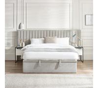 Paige - King - Ottoman Storage Hotel Bed - Stone Grey - Fabric - 5ft - Happy Beds