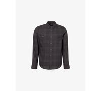 Paige Mens Paige Everett Checked Cotton Blend Shirt Black Charcoal Plaid M