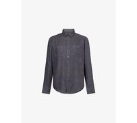Paige Mens Paige Everett Checked Cotton-Blend Shirt Dark Navy / Blue Ash S