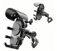 PAIGECODY Motorcycle Phone Mount Eight-jaw Fixed Silicone Shock Absorber 720° Adjustable with Anti-Theft and rain Cap for Motorcycle Bike Bicycle Scooter ATV Fit 4.7''-7.2'' Smartphone