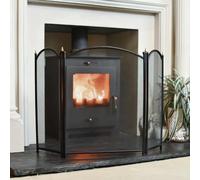Paignton Black Traditional Three Fold Fireguard Fire Screen - Classic Style Mesh Guard for Log Burners & Open Fires - Spark & Debris Protection