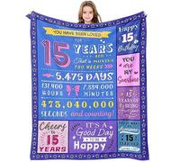 Paihvcn 15th Birthday Gifts for Teen Girls - Quinceanera Decorations & Throw Blanket 60"x50"