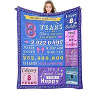 Paihvcn 8 Year Old Girl Birthday Gift, 8th Birthday Decorations for Girls, 60x50 Inch Fairy Tale Numbers Purple Wool Blend Throw Blanket