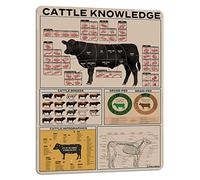 PAIION Cattle Knowledge Metal Tin Sign Breed Information Poster Animal Farm Anatomy Club School Educational Wall Decoration 16x12 Inch