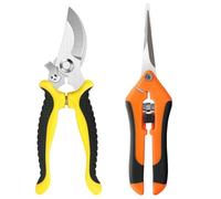 PAIKIUU 2-Pack Garden Pruning Shears, Stainless Steel Secateurs with Safety Lock, Ergonomic Handles for Trimming Plants, Flowers, Hedges