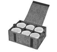 PAIKIUU Caravan Mug Storage Cup Glass Felt Holder with Handles for 6 Cups Motorhome Mug Storage Box Crockery Mug Rack Felt Bag for Camping Protecting Motorhome Cupboard Kitchen Cookware