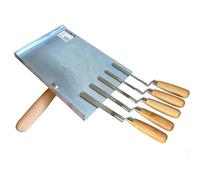 PAIKIUU Galvanised Hawk and 5 Stainless Steel Finger Trowel Set for Brickwork Pointing, Joint Repair, and Masonry Tasks - Sizes 6-14mm