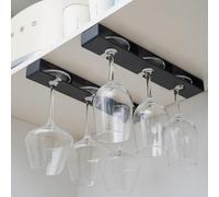 PAIKIUU Self-Adhesive Wine Glass Holder Under Shelf Wine Glass Rack Hanging Stemware Racks Bar Glass Holder Drying Hanger for Kitchen Bar and Restaurant