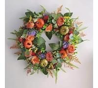 PAIKOE Autumn Door Wreath, 45 cm Pumpkin Autumn Wreaths for Front Door, Artificial Autumn Decoration Wreath for Outdoor, Hanging Autumn Door Wreath, Halloween Thanksgiving Decoration for Home