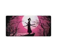 PailailaiNest Gaming Mousepad Large Mouse Pad Japanese Female Samurai Silhouette Anime Pink Mouse Pad Desk Pad Mat Desk Mat for Keyboard and Mouse Pad Office Supplies for Desk 40x90cm
