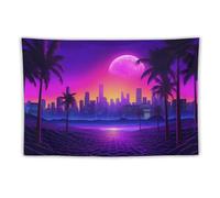PailailaiNest Wall Art Tapestry Palm Tree Cityscape Neon Synthwave Vaporwave Retrowave Tapestry for Living Room Bedroom Decor for Men And Woman Tapestries Wall Hanging Decor Backdrop 40"x60"