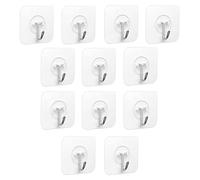 PaiLeWei Clear Plastic Adhesive Hooks - 12 Pcs Self Adhesive Wall Hook 5Kg (Max) for Bathroom, Kitchen Utensils, Towel, Key and Plug