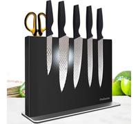 Pailexin Magnetic Knife Block Without Knives-Black Stainless Steel Double-Sided Magnetic Knife Holder Stand with Strong Magnets, Knife Storage Organizer for Kitchen Counter top