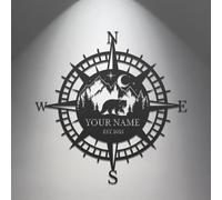 PailideArt Personalized Compass Metal Sign, Custom Coordinates Wall Art, Nautical Home Decor, Vintage Compass, Unique Gift Idea, Office Cabin Decor, Beach House Sign (Style-2)