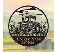 PailideArt Personalized Custom Tractor wall decoration,Custom Tractor Wall Art, Gift for Men, Personalized Tractor Metal Wall Sign, Office Wall Sign, Metal Monogram (Tractor D)
