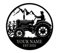 PailideArt Personalized Custom Tractor wall decoration,Custom Tractor Wall Art, Gift for Men, Personalized Tractor Metal Wall Sign, Office Wall Sign, Metal Monogram (Style-3)