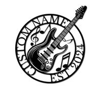 PailideArt Personalized Guitar Metal Wall Art - Custom Music Sign for Studios & Man Caves - Unique Gift for Guitarists & Music Lovers (Style-1)