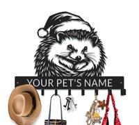 PailideArt Personalized Hedgehog Key Holder, Custom Hedgehog Sign with Key Hook, Rustic Coat Rack, Pet Themed Metal Key Rack, Cute Animal Decor for Home, Nursery, Farmhouse (Style-5)